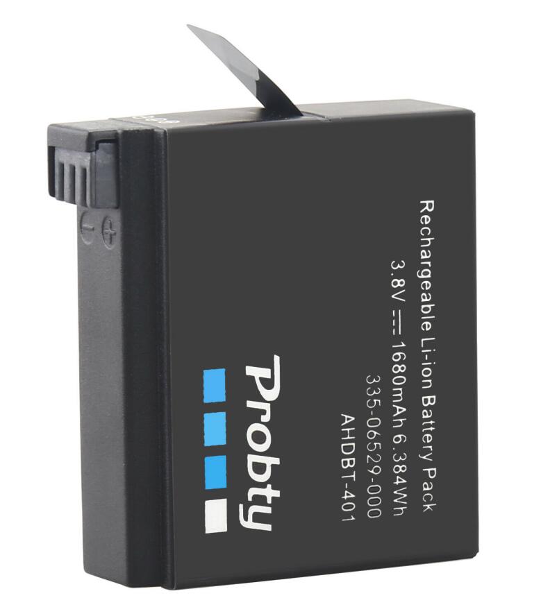 Probty-batería Original para GoPro Hero4 Hero 4 + cargador dual LCD para go pro AHDBT-401 HERO4, Cámara de Acción accesorio para, color negro y plateado: 1 pcs battery