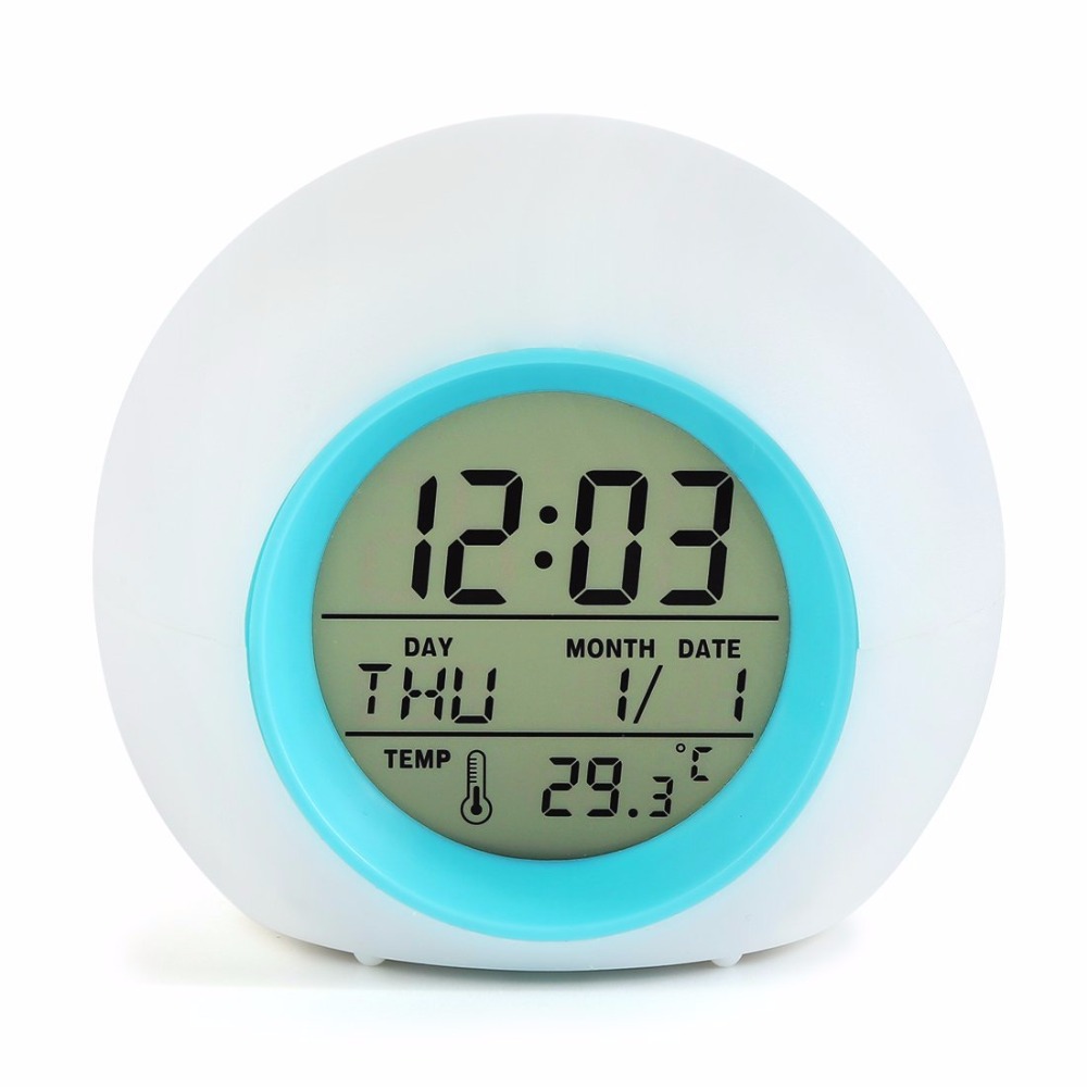 LED 7 Kleuren Change Night Gloeiende Digitale Wekker Natuurlijke Geluiden nixie tafel horloge elektronische bureauklok voor kinderen alarm klok