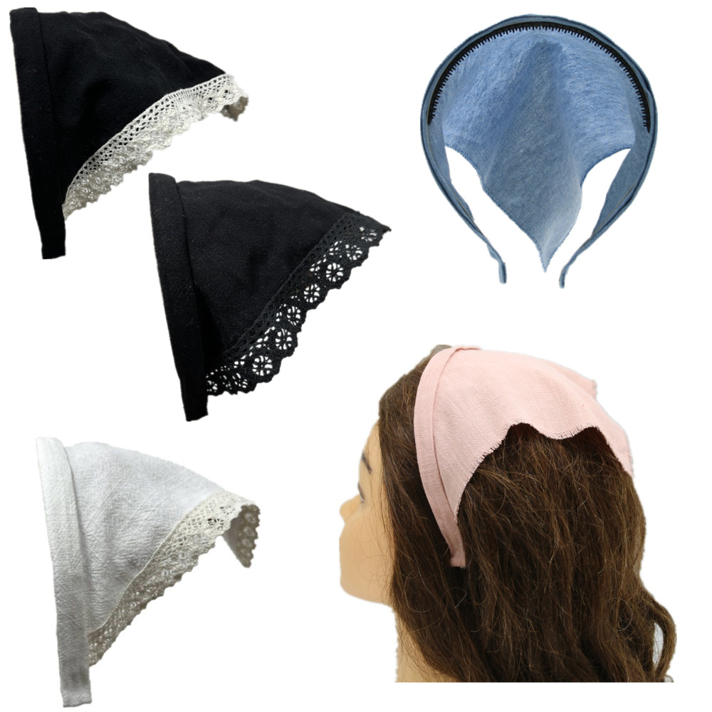 Bandana de tela vaquera para niña, Bandana de lino, accesorios para el cabello, novedad de primavera y verano