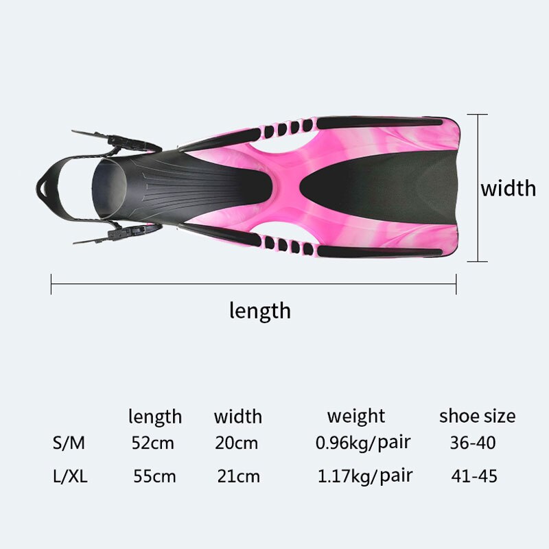 Aletas de buceo para adultos, zapatos de natación ajustables, de silicona, sumergibles, largas, monoaleta