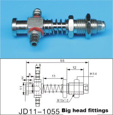 Robot accessories fittings Big head fittings pneumatic vacuum cup holder Fitting pneumatic component Tail intake: M10-11-L55