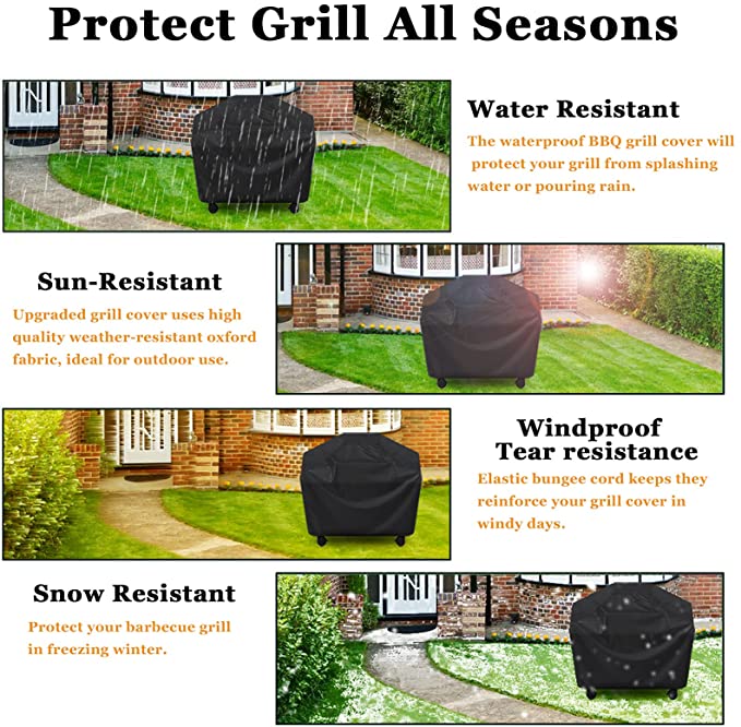 Waterdichte Bbq Cover Grill Cover Anti Dust Regen Gas Houtskool Elektrische Barbeque Tuin Grill Bescherming Outdoor 5 Maten Black Blk