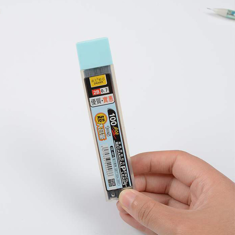 100 unids/caja 2B grafito lápiz/0,5/0,7mm recambio de lápices mecánicos para niños herramientas de pintura de la Oficina de la escuela suministros