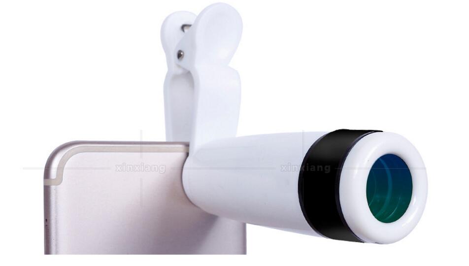 Télescope monoculaire extérieur de 8X21mm avec le support de Clip de combiné d'appareil-photo de téléphone portable 8 fois le télescope de bande vidéo de photographie: White