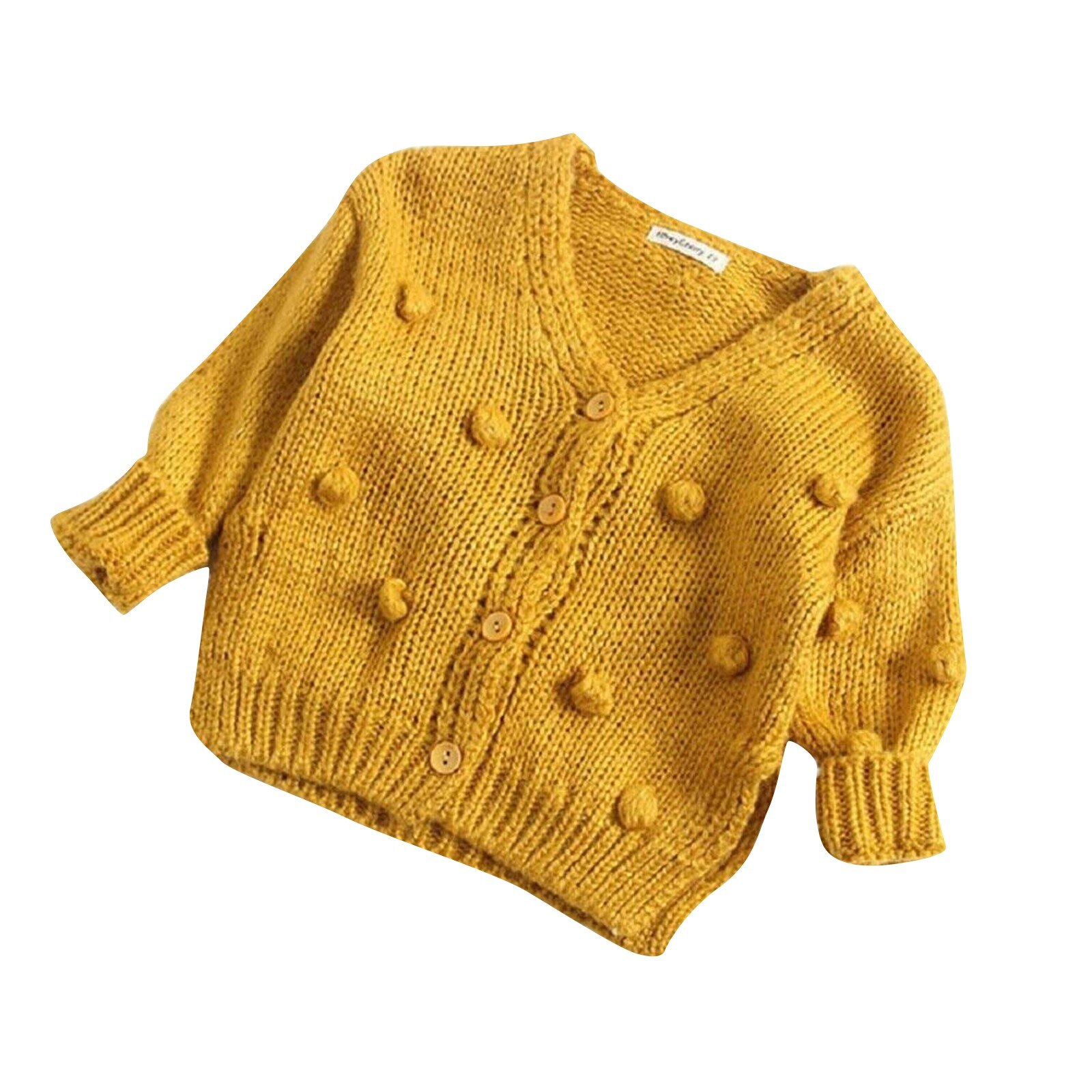 Jaqueta de inverno bebê Roupa Do Bebê Do Bebê do Inverno Da Menina Casaco Camisola Botão Cardigan de Malha de Manga Longa Crianças куртка для девочки: Yellow / 3-4 Y