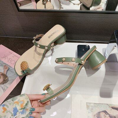 Han Editie Parel Dikke Met De Lente Zomer Slippers: GRAS-Groen / 8