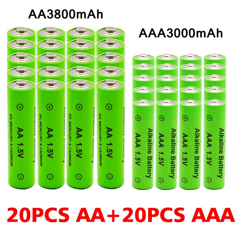 Pilas alcalinas AA + AAA recargables, pilas AA de 1,5 V, 3800mAh/1,5 V, AAA, 3000mah, linterna, juguetes, reloj, reproductor de MP3, reemplaza la batería Ni-Mh