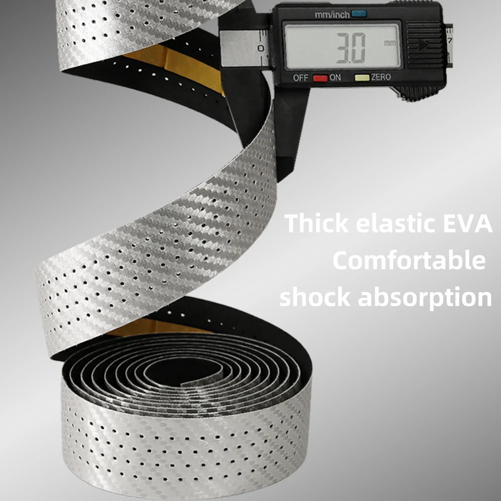 Carbon Fiber Pattern Road Bike Handlebar Tape Bar Tapes Soft Anti-Vibration Wrap Tape Durable Bar Bartape Perforated Breathable