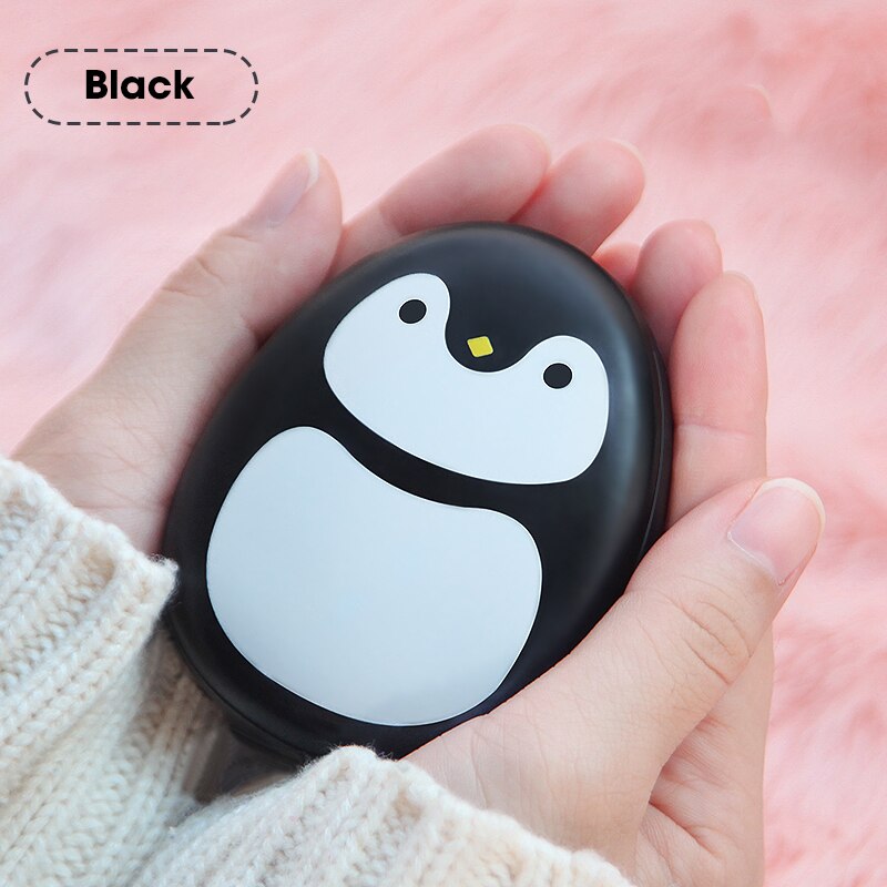 4000Mah Usb Oplaadbare Elektrische Handwarmer Draagbare Winter Double-Side Verwarming Mini Handwarmer Pocket Power Bank 2 in 1: Black