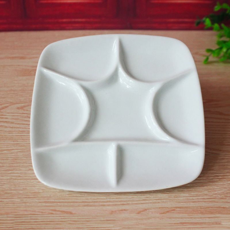 7-Goed Vierkante Witte Keramische Kunstenaar Verf Palet Voor Aquarel Gouache Acryl