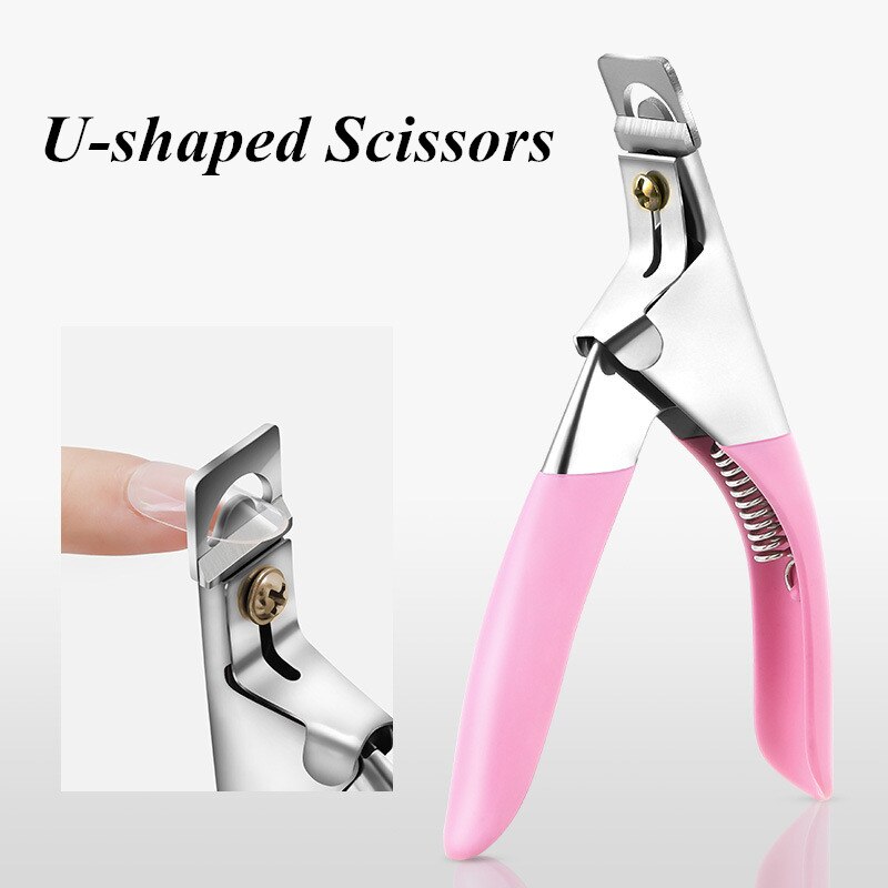 Tijeras postizas acrílicas en forma de U, herramientas de manicura, cortador de uñas, cortador de Arte de manicura, forma redonda/cuadrada