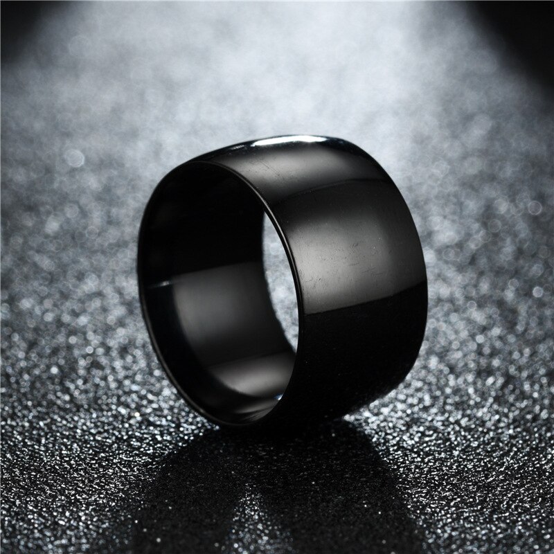 Breed 12Mm Heren Ring Titanium Stalen Ringen Breed Glossy Mannen Grote Ring Fijne Sieraden Mannen Sieraden