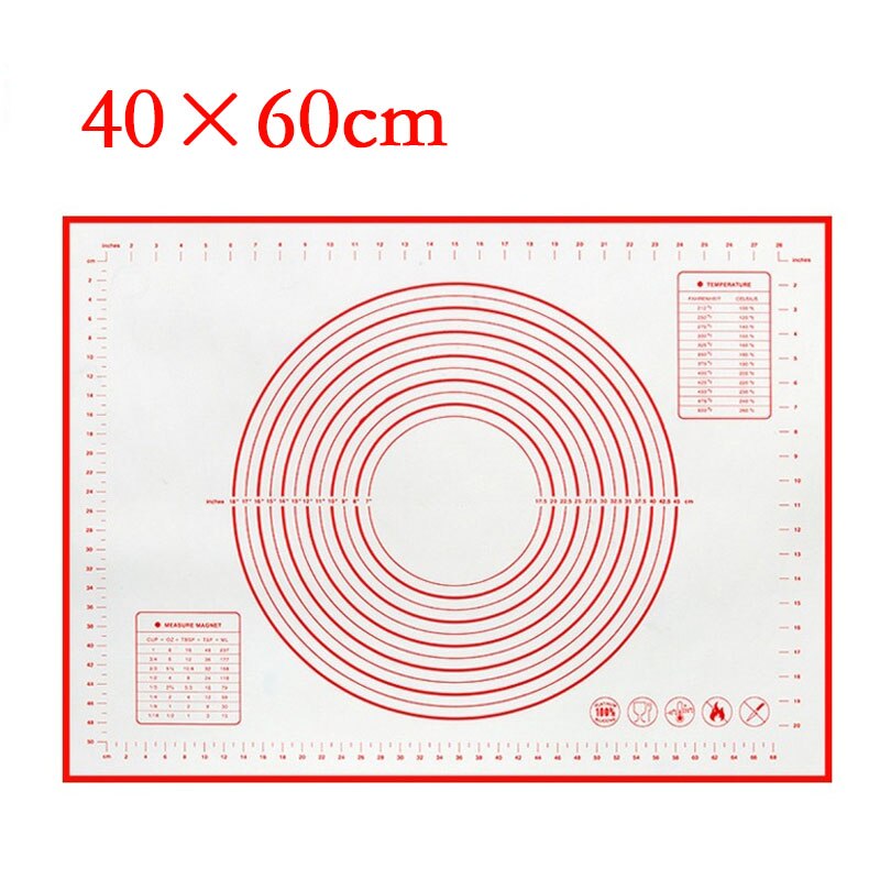 Dough Silicone Baking Mat Pizza Dough Maker Pastry Kitchen Cooking Gadgets Bakeware Kneading Pad Accessories: 60x40cm red
