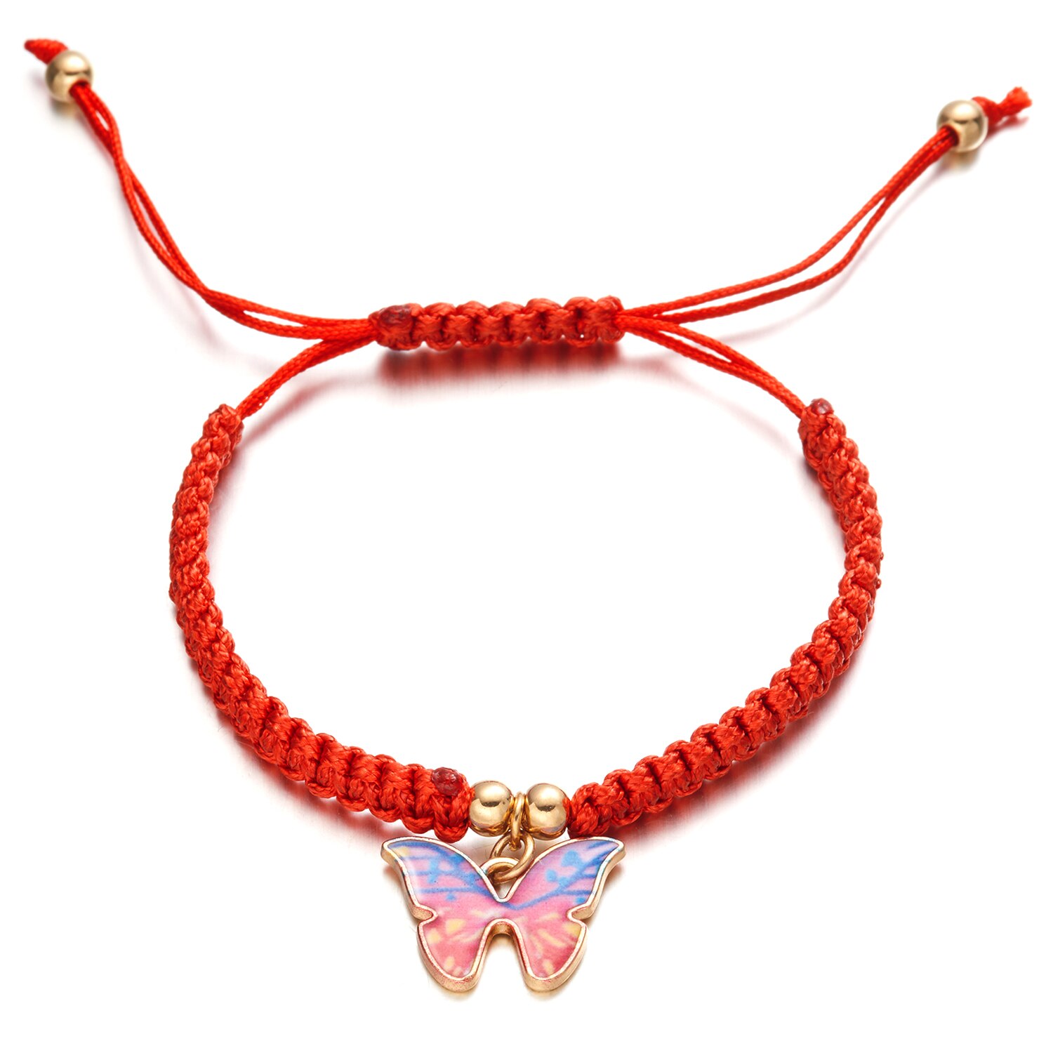 Pingente de borboleta trançado pulseiras moda corda vermelha artesanal tecido sorte charme pulseiras pulseiras jóias para meninas presentes