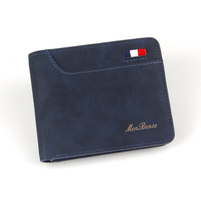 Mannen Korte Portemonnee Lederen Portfel Portefeuilles Portemonnees Pocket Multi-Card Kaarthouder Mannelijke Multifunctionele Carteira Masculina Portemonnee: Blue