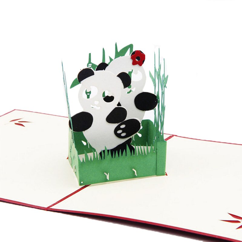 Panda symbole paix 3D Up carte amitié enfants jour joyeux anniversaire pâques N1HA