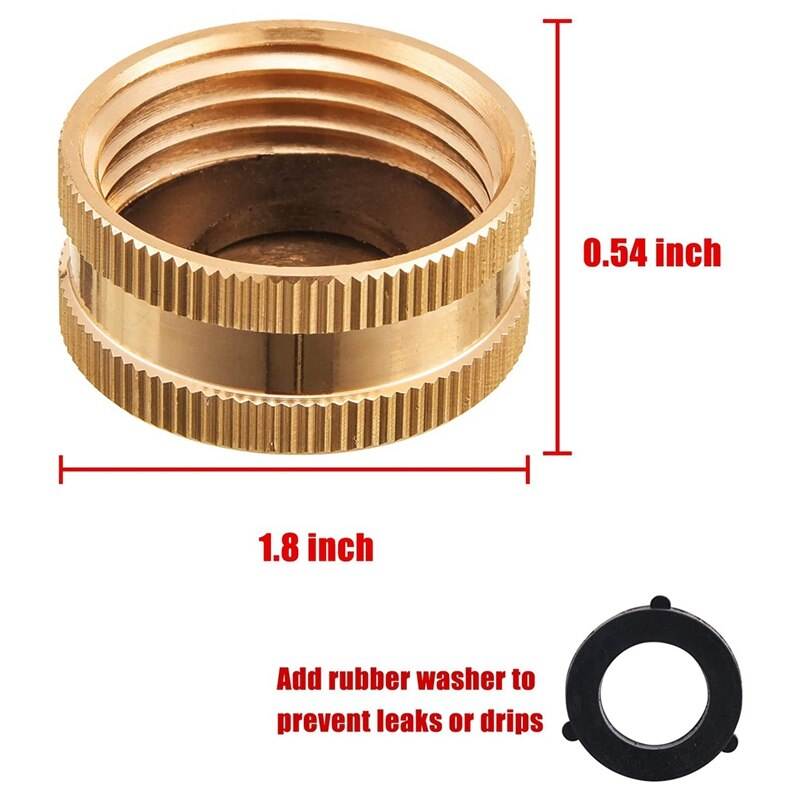 Garden Hose Female End Cap, Brass Spigot Cap With Extra 12 Washers, 3/4 Inch, 4-Pack