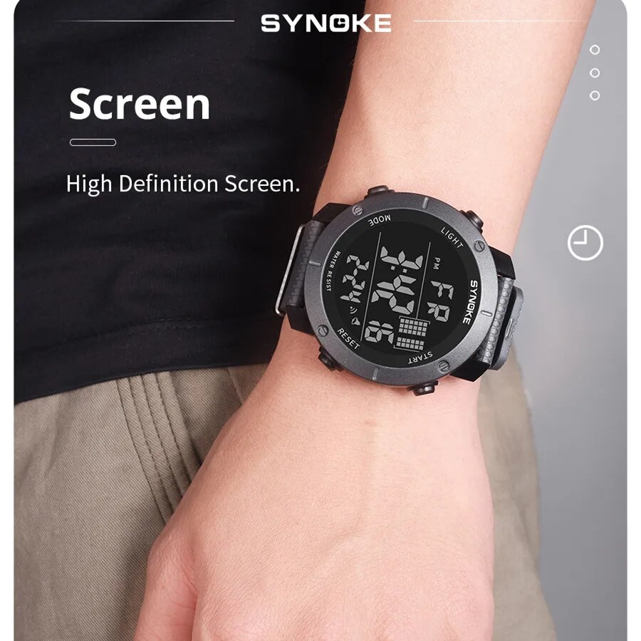 Synoke männer outdoor sport multifunktion ale wasserdichte stoßfest großbild display leucht led digital für männer