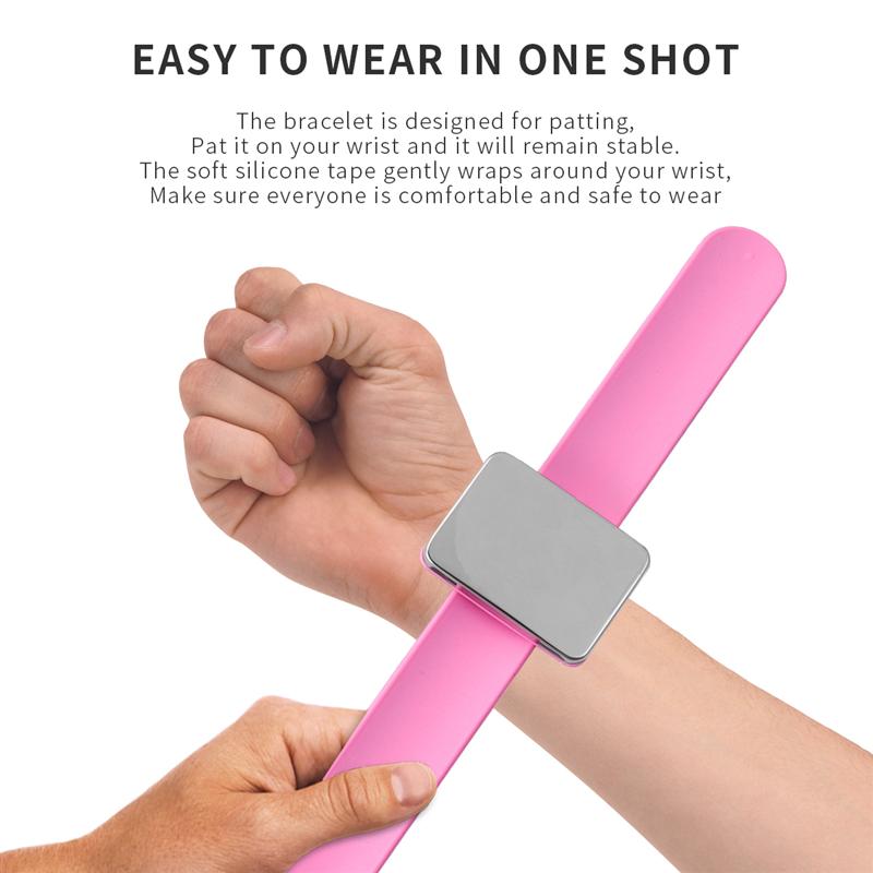 Magnetisk bobbie pin armbånd silikon frisør slap armbånd hår klips holder armbånd (rosa)