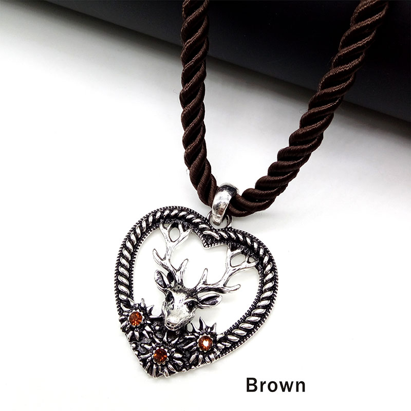 charmant Elch Hirsch Anhänger Halskette Herz bilden Jahrgang Mehrfarbig stränge Seil Halskette Oktoberfest Schmuck: Braun