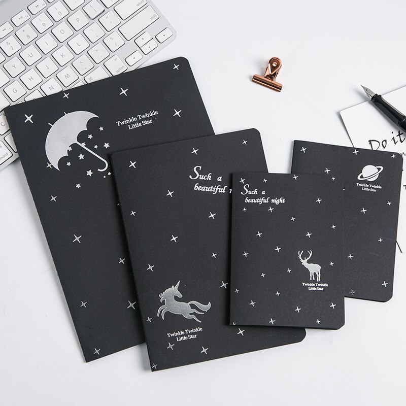 Black Star Notebook Hardcover Diary DIY Blank Black Paper Sketch Book 96sheets Notepad School Office Supply Papelaria