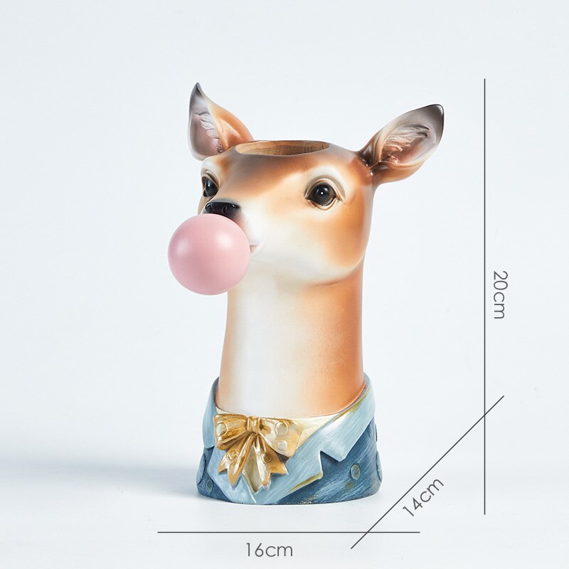 Hars Succulenten Bloem Planter Plant Pot Vazen Mand Cartoon Dier Hoofd Voor Home Decor: Deer