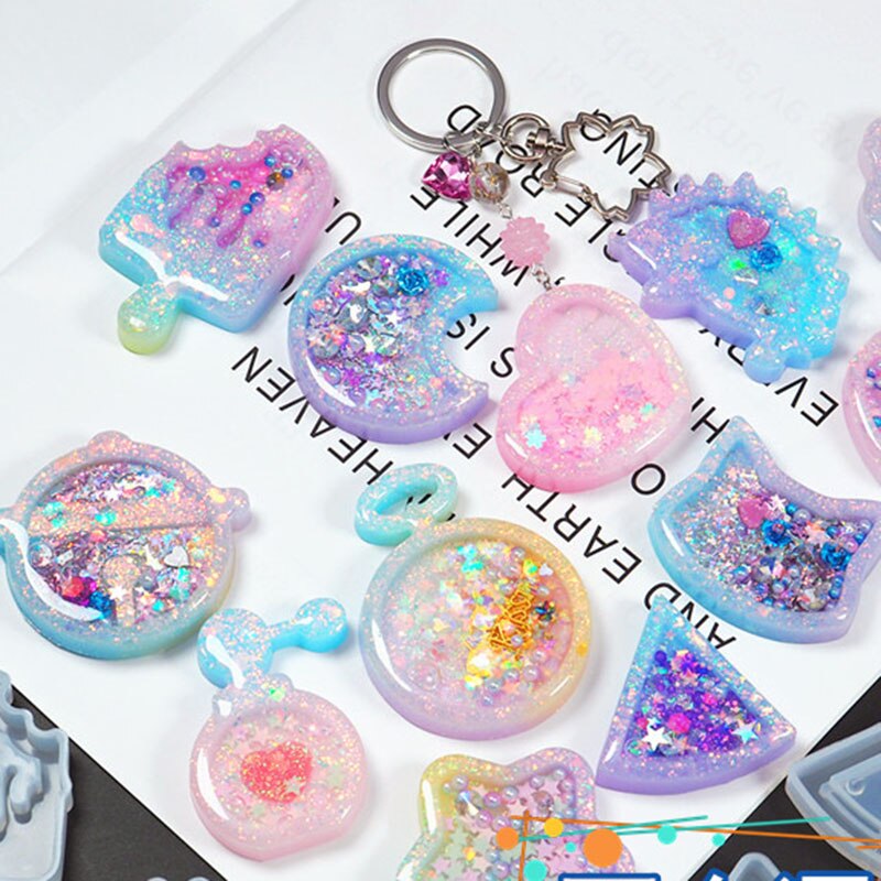 Shake Ice Cream Charm Silicone Mold Drippy Popsicle Resin Mold Star Bear Key Chain Mold Cute Craft Resin Supplies 1pc