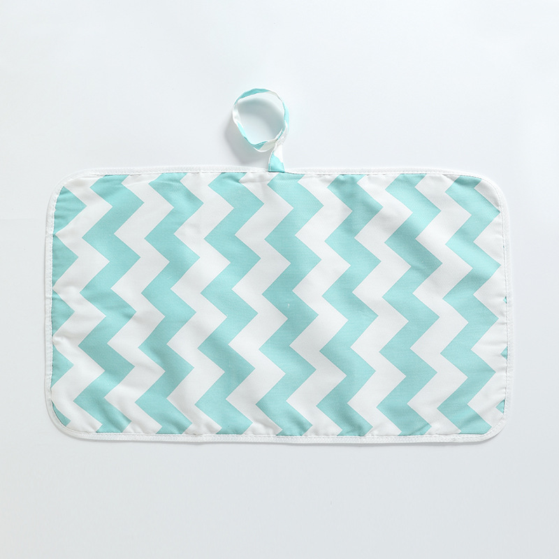 60*35cm Neue Baby Windel Ändern matt wiederverwendbar Windel Kleinkind Waschbar Wasserdichte Matratze gestreift drucken freundlicher Spiel Boden matten: Welle(Grün)