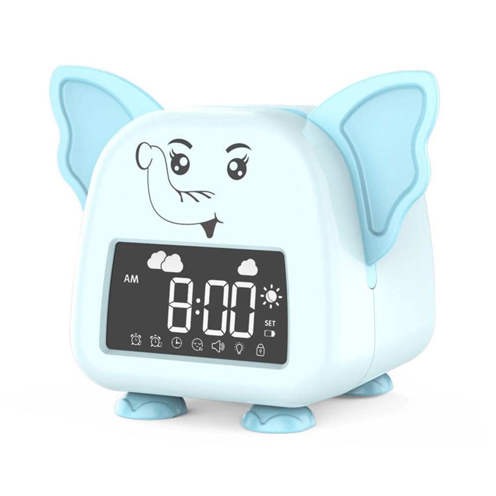 Kids Alarm Clock, Wake Clock for Kids, Children's Sleep Trainer Clock with Night Lights, Sleep Sounds Machine, Cute Alarm Clocks: Elephant