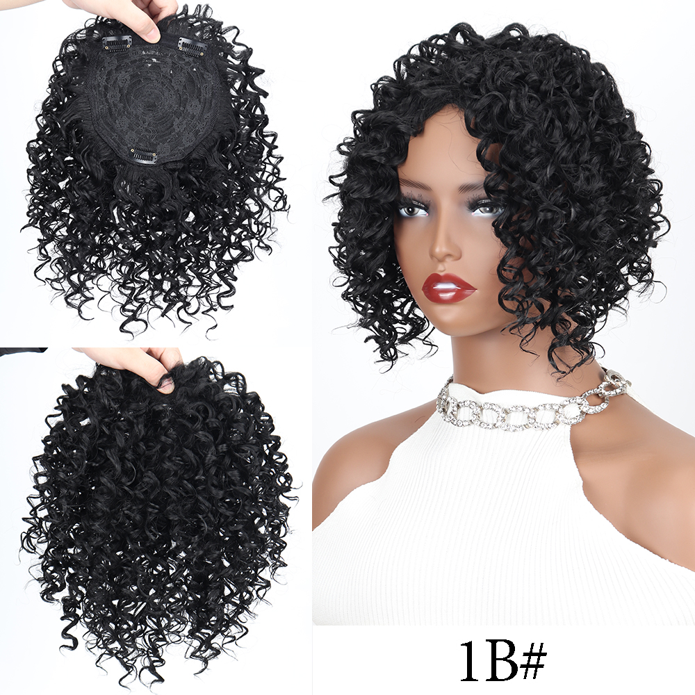 Synthetic Short Afro Kinky Curly Hair Toppers Hair Pieces Wigs for Black Women With Thinning Hair Topper Increase Hair Volume: T1B/613