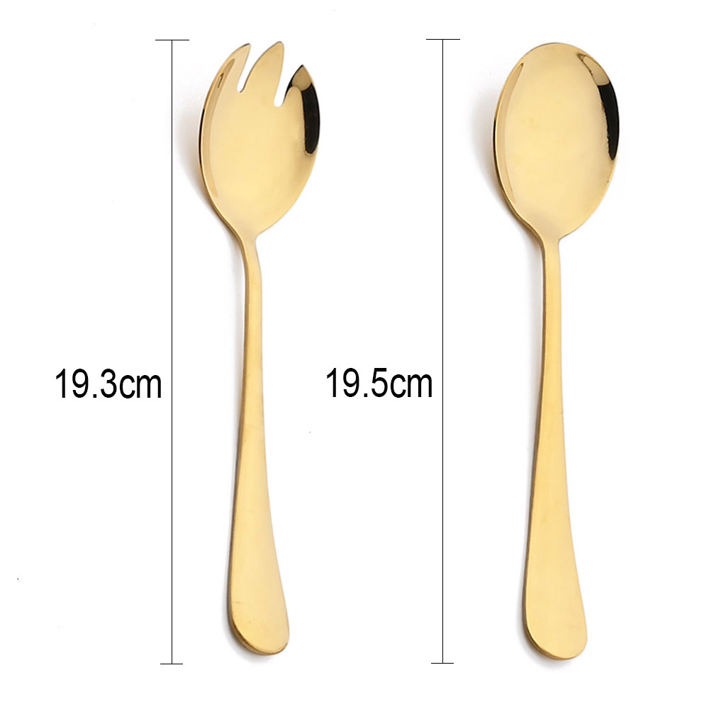 Cuchara para ensalada negra, tenedor de acero inoxidable para ensalada, postre, juego de cubiertos, cucharas para servir, accesorios de utensilios de cocina, vajilla, 2 uds.