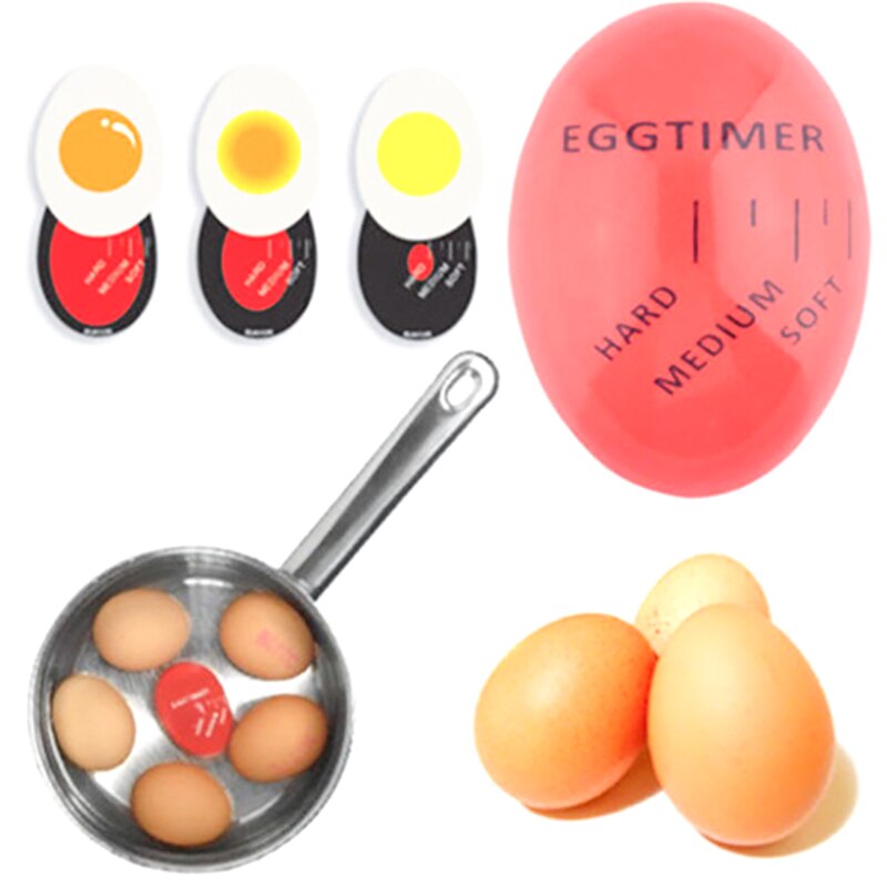 3pcs Egg Perfect Color Changing Timer Yummy Soft Hard Boiled Eggs Cooking Kitchen Eco-Friendly Resin Egg Timer Red timer tools