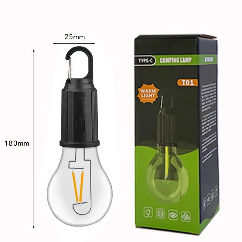 USB-kampeerlamp 3-verlichtingsmodus Oplaadbare lantaarn Waterdicht Hoog helder tentlicht met haak Nachtnoodverlichting voor buiten: 4.5w