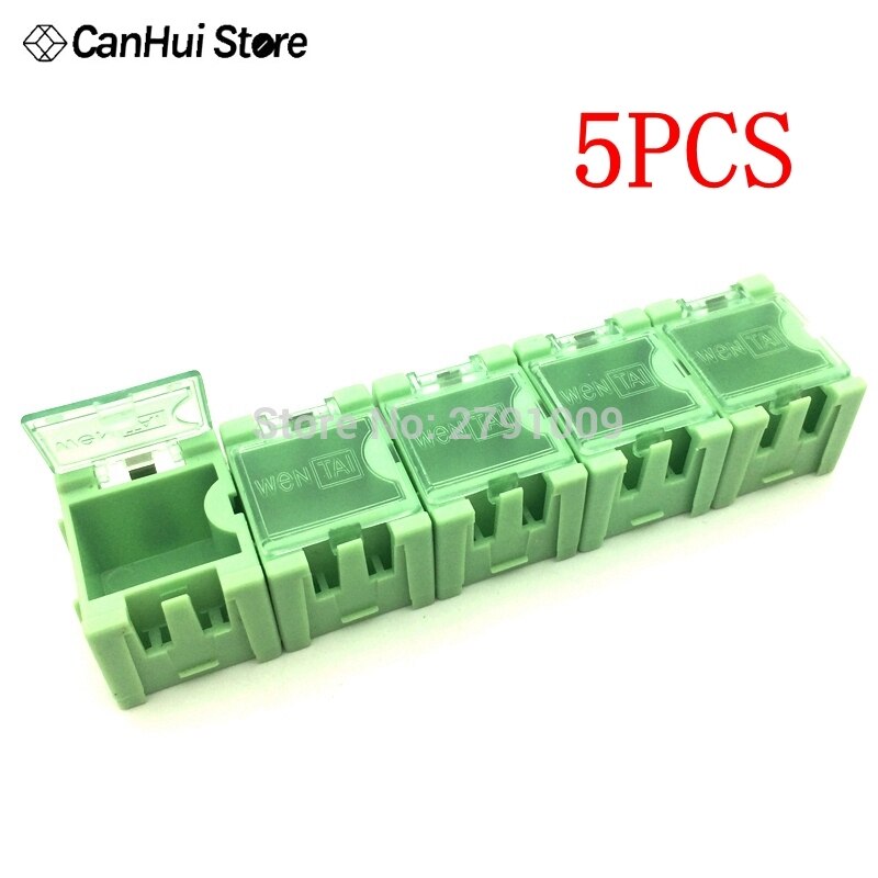 DIY Gereedschap Verpakking Elektronische Componenten Schroef Opbergdoos Verwijderbare Opslag SMD SMT Sieraden Werkzeug Fall: 1Number Green 5PCS