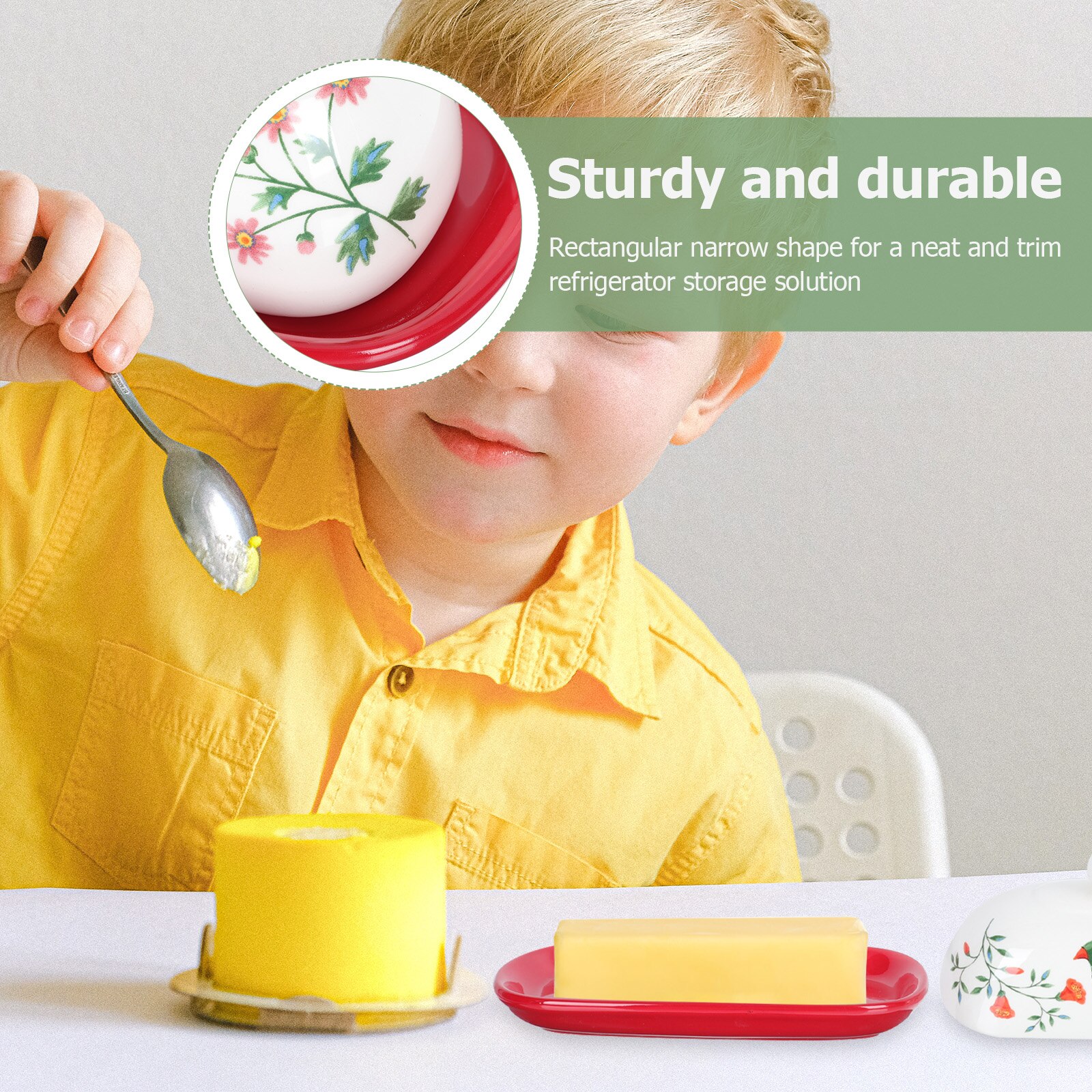 1pc Ceramic Dish Food Service Plate Butter Dish Cheese Box Food Dish