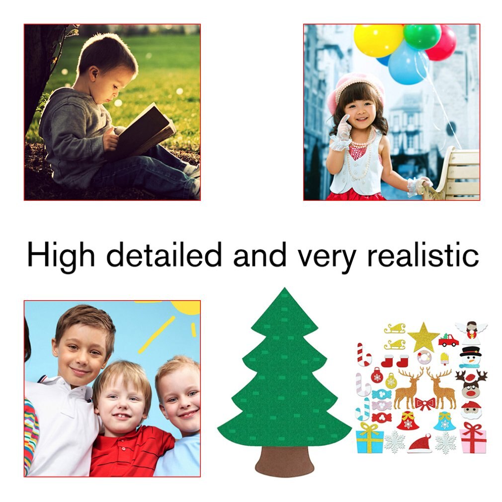 Diy Kerstboom Vilt Doek Tapijt Puzzel Ornament Kerst Handgemaakte Kinderen Kids Voor Home Decoratie