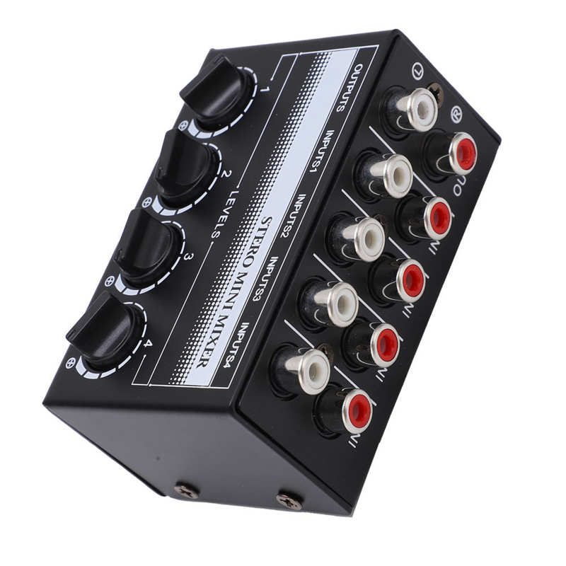 Stereo Mini Mixer Mini Portable Metal -12dB Gain Audio Splitter Box Passive with RCA Connector for Outdoor Performances for CD