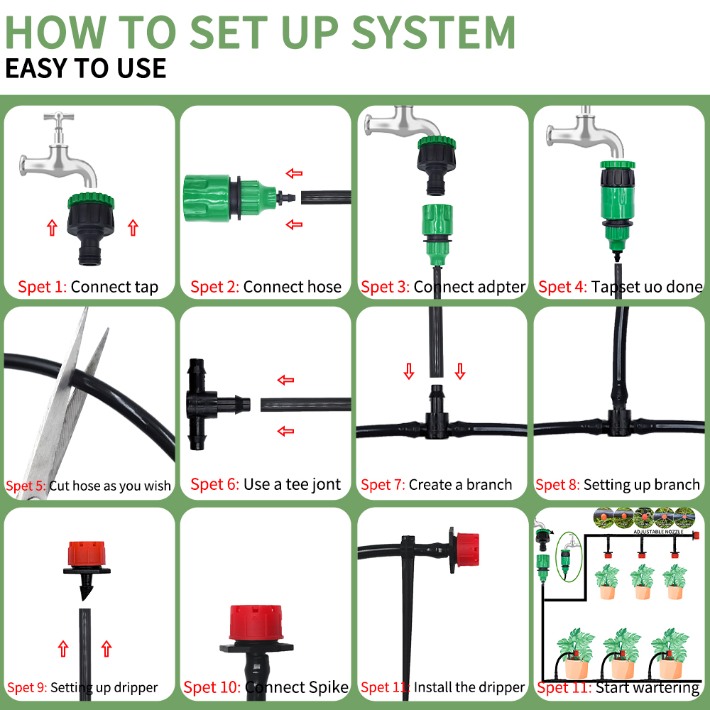 5-20M Drip Irrigation System Plant Watering Set Watering Kits Adjustable Drippers For Irrigation Micro Garden Watering System