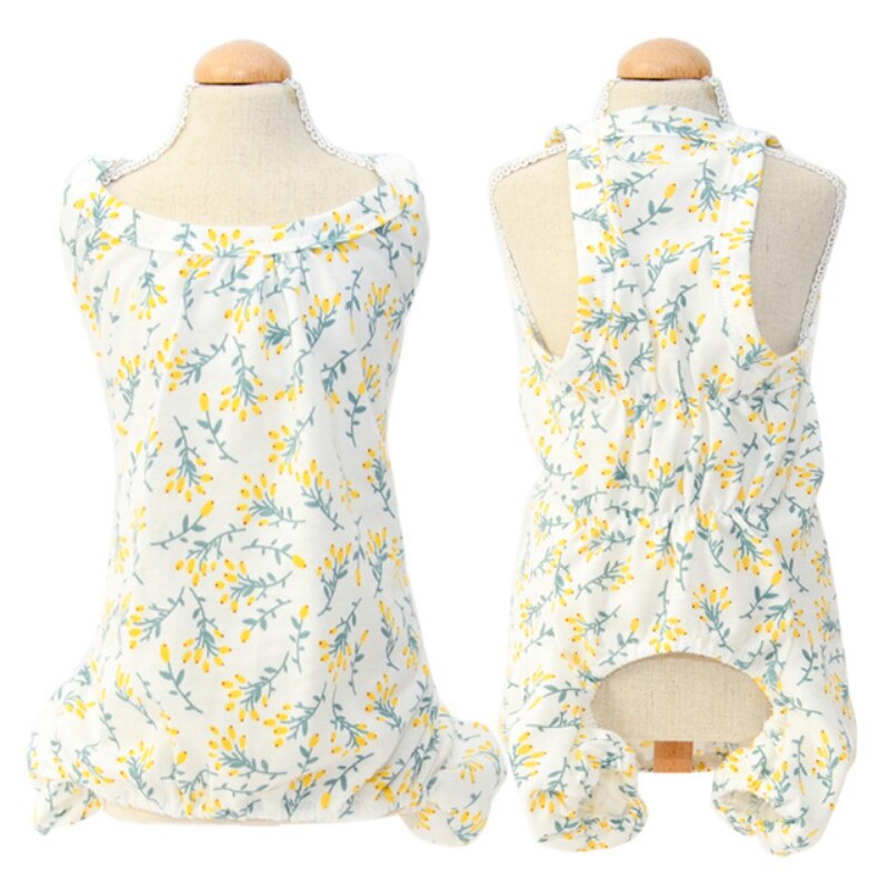 Girl Dog Clothes Jumpsuit Summer Female Dog Clothing Pajamas Overalls Sleepwear Puppy Costume Small Dog Apparel: White / XXL