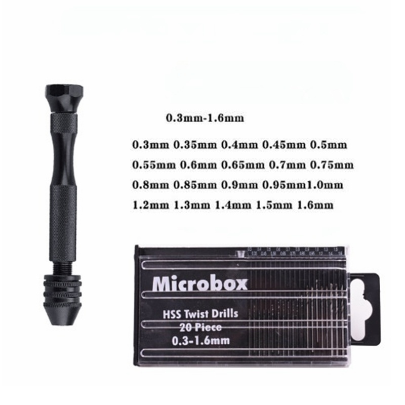 Mini Micro Aluminum Hand Drill With Keyless Chuck HSS Steel Twist Drill Bit Woodworking Drilling Rotary Tools Hand Drill Manual: D