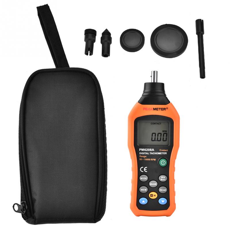 Medidor de PEAKMETER PM6208A portátil, tacómetro Digital tipo contacto, medidor de velocidad del Motor