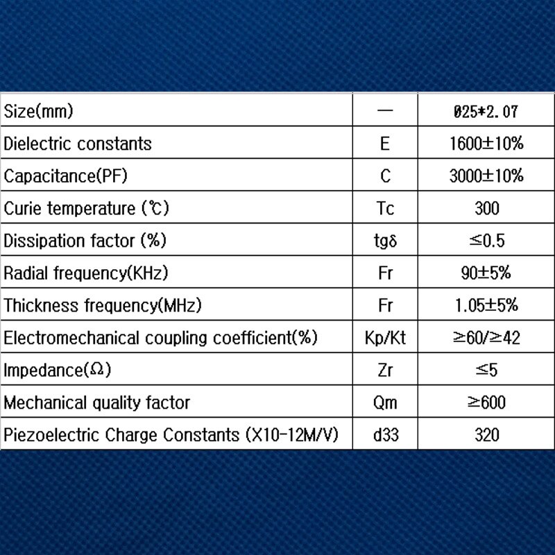 Ultraschall Piezokeramikscheibe 25 * 2.07mm-PZT4C Piezo Kristall Elemente für PZT Ultraschall Kosmetik Absender Chips