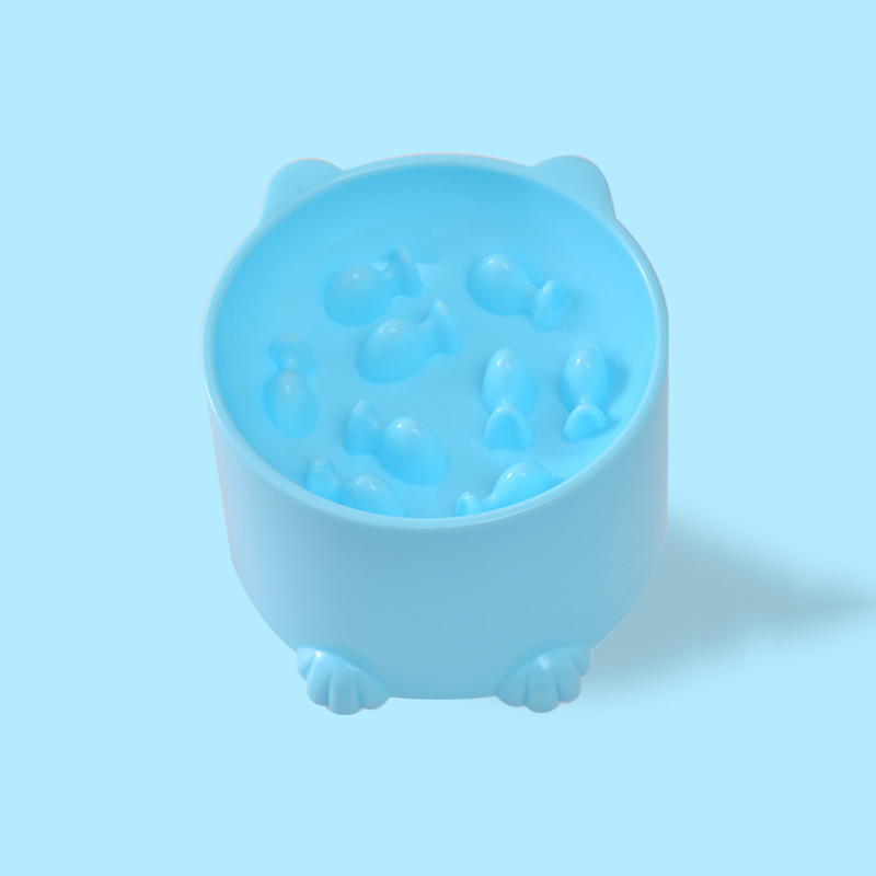 Pet bowl Cats and dogs healthy choking and slow eating bowls high feet neck protection and slow eating pet supplies: Blue