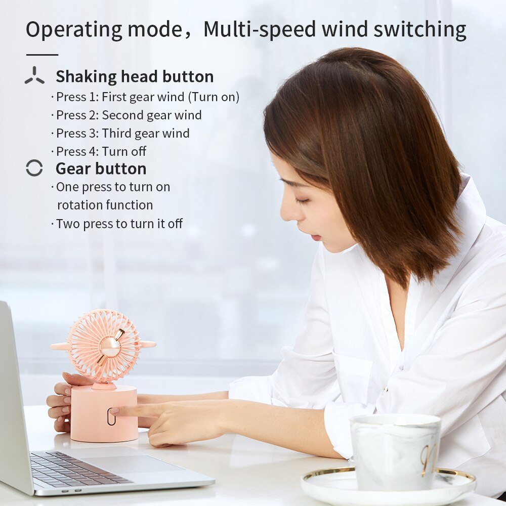 Aircraft Shape USB Desktop Fan Personal Portable Cooling Fan with 360 Rotation Adjustable Angle for Office Household Traveling