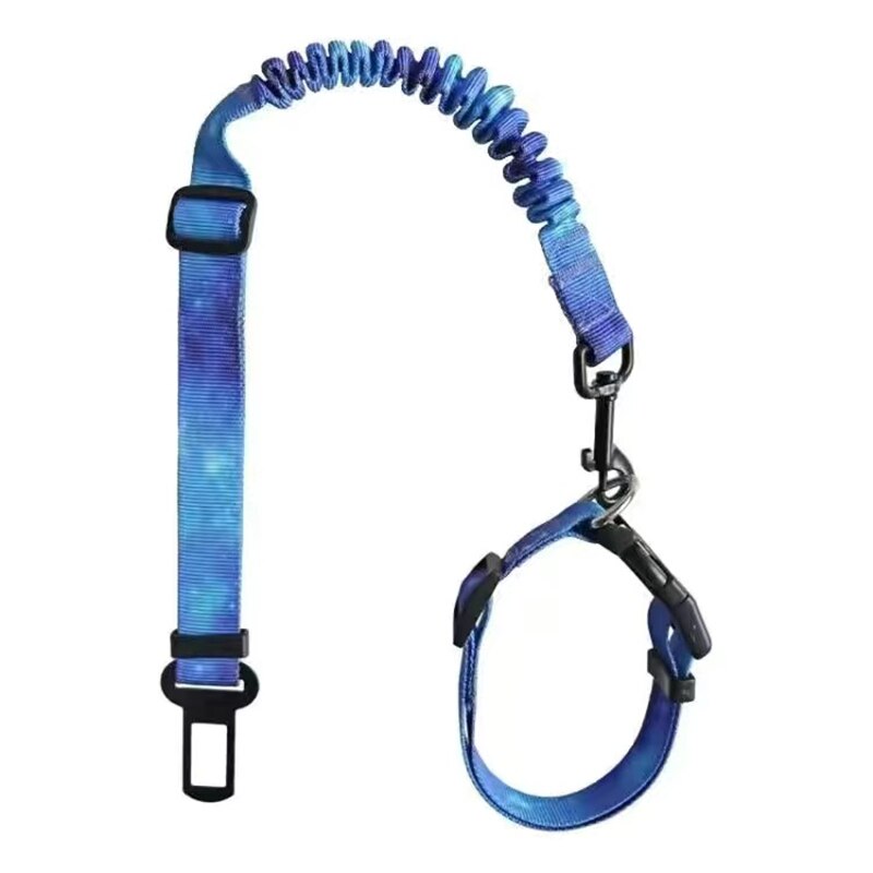 Universal Cat Dog Collar And Leash Set Car Safety Leash Adjustable Telescopic Tow Rope Outdoor Travel Fixing Belt Pet Products: Blauw