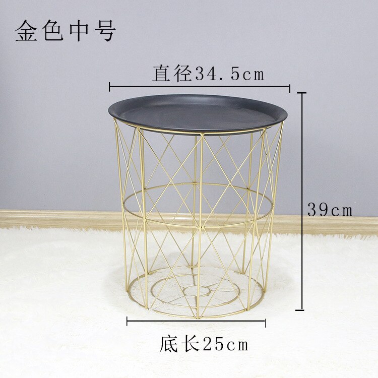 Nordic modern gold Iron wire metal storage basket side table black: Gold Medium