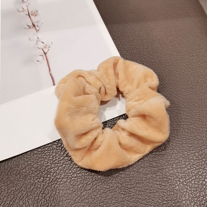 Warm Soft Hair Scrunchies Furry Elastic Hair Band Women Girls Ponytail Holder Hair Rubber Band Hair Ties Hair Accessories: Auburn