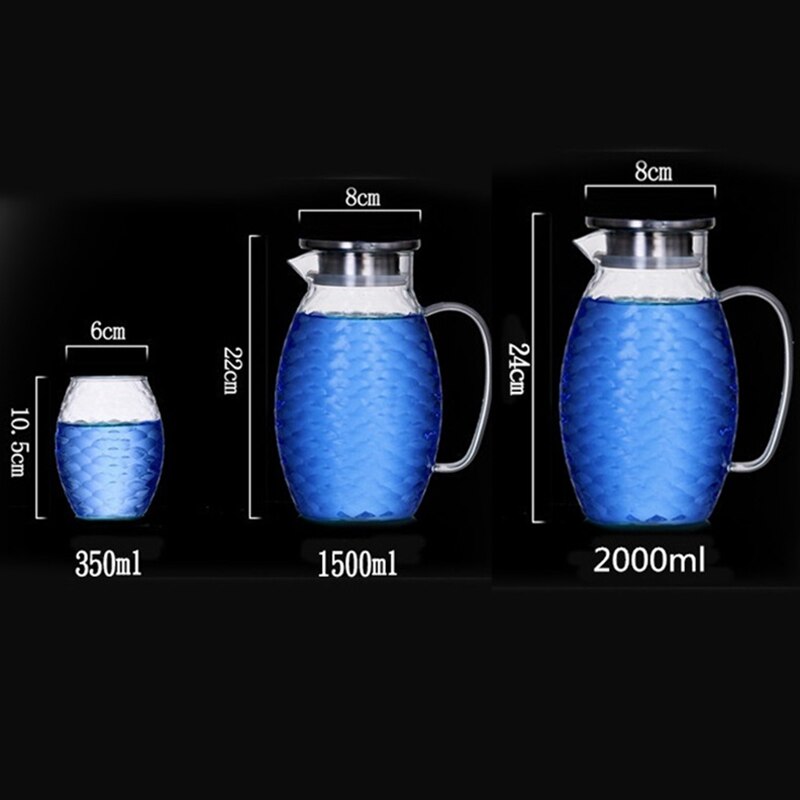 Jarra de cristal con forma de pez, conjunto de jarra de agua, té, jarra de champán, cóctel, limón, recipientes para zumo, 1.5L/2L