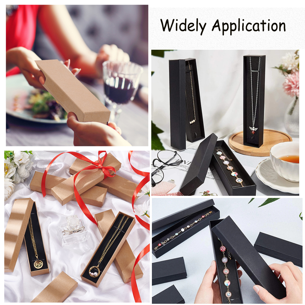 12 pcs 21x4x2cm Rectangle Cardboard Jewelry Set Box for Ring Necklace boxes for jewellery packaging with Sponge inside F70