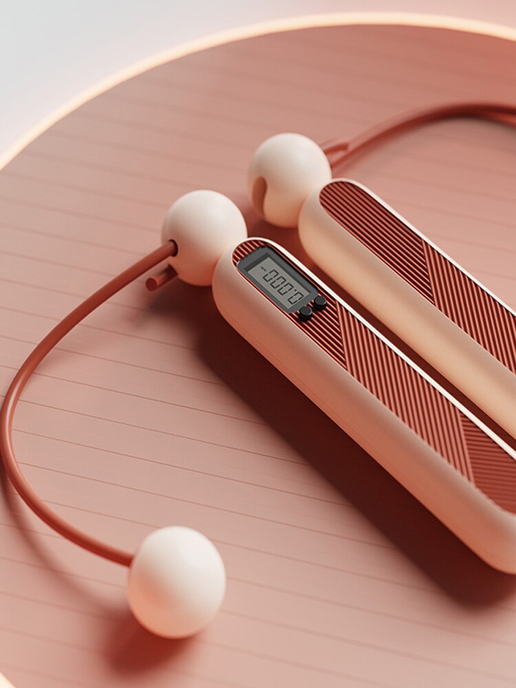 Hoip Jeeky corda per saltare professionale ragazza dimagrante perdere peso modellante contatore brucia grassi senza fili salto corda fitness sport: rosa Cordless palla
